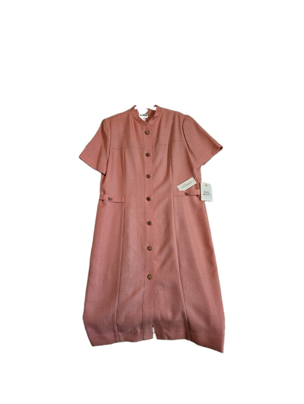 Vtg Henry Lee NWT Shirt/coat Dress Sz 16 80s 90s Peach Retro Workwear